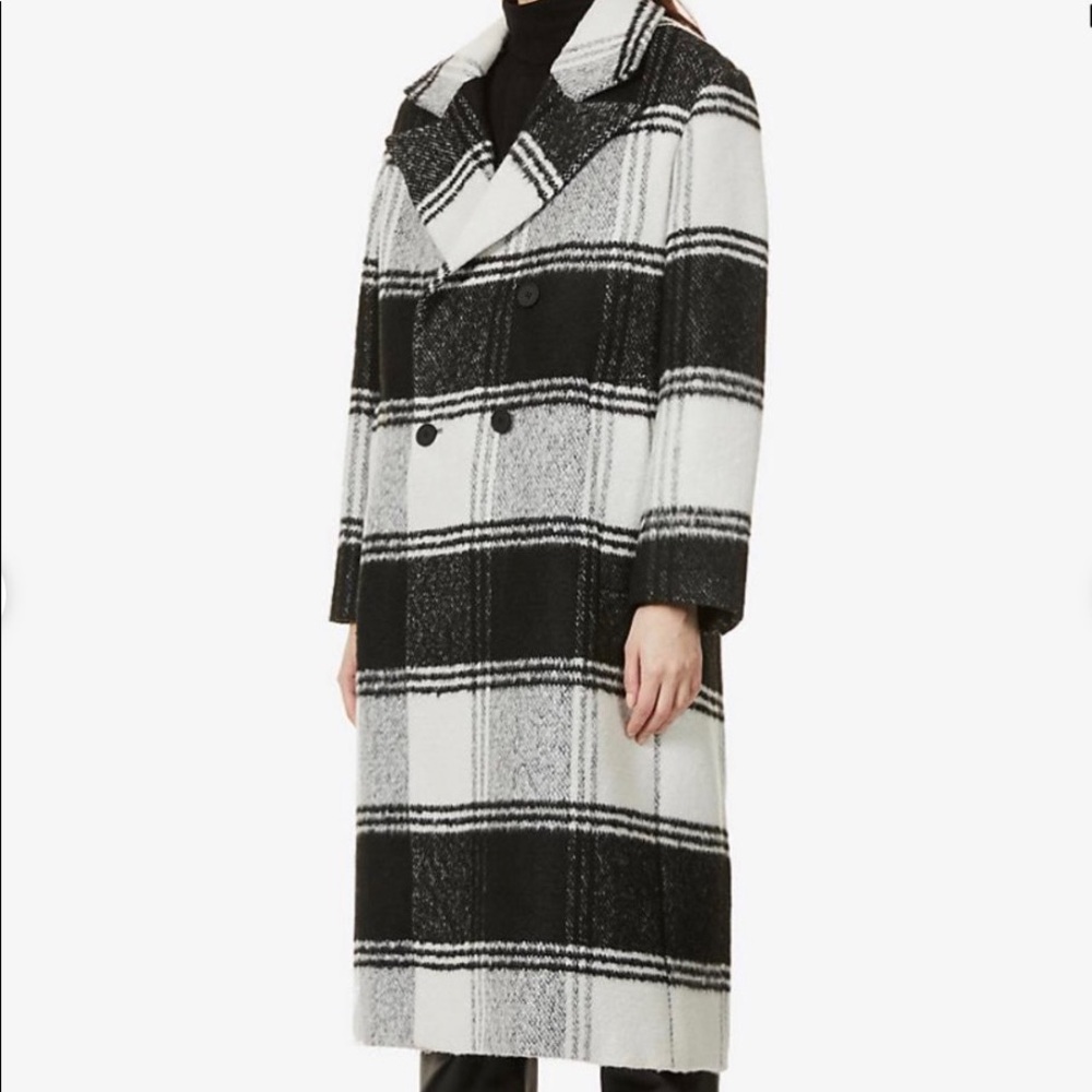 All Saints Black and White Plaid Pea Coat - Picture 5 of 5